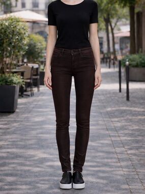 Habitual Eve High Rise Coated Skinny Jeans Burgundy Size 27